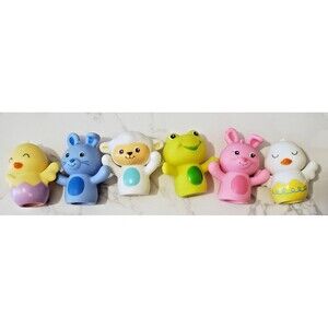 Rashti & Rashti Easter Finger Puppets Set 6 Chick Bunny Lamb Vinyl Bathtub Play